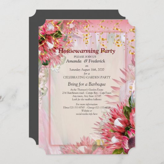 Koning Protea Bloem Houswarming Party Kaart (Voorkant / Achterkant)