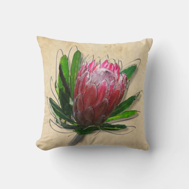 Koning Protea Bloem Kussen. Kussen (Voorkant)