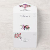 Koning Protea Bloemen Boho Bruiloft All In One Uitnodiging (Buitenkant)