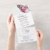 Koning Protea Bloemen Boho Bruiloft All In One Uitnodiging (Afscheurbaar)