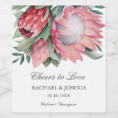 Koning Protea Boeket Botanische bruiloft Wijn Etiket (Enkel label)