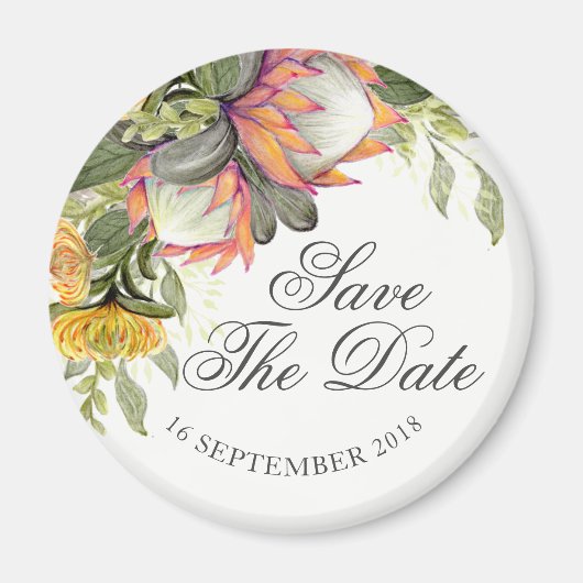 Koning Protea Boeket Bruiloft Save the date magnee Magneet (Voorkant)