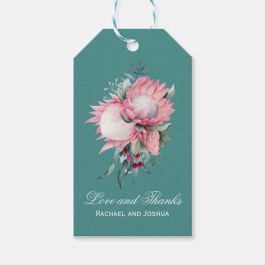 Koning Protea Botanische bruiloft Dank u Cadeaulabel (Voorkant)