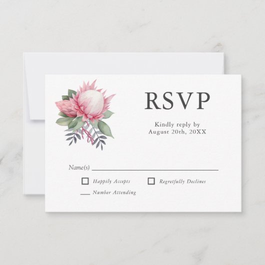 Koning Protea Botanische Bruiloft RSVP (Voorkant)