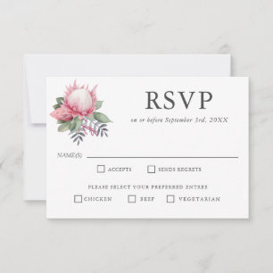 Koning Protea Botanische Bruiloft RSVP Entree Keuz Kaartje