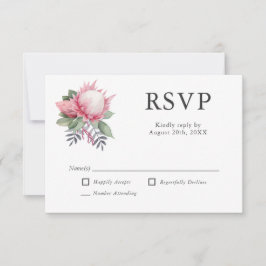 Koning Protea Botanische Bruiloft RSVP Kaartje