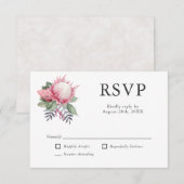 Koning Protea Botanische Bruiloft RSVP Kaartje (Voorkant / Achterkant)