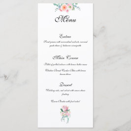 Koning Protea Roze Aquarel Pastel Elegante Trouw Menu