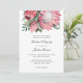 Koning Protea Waterverf Floral Wedding Kaart (Staand voorkant)
