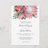 Koning Protea Waterverf Floral Wedding Kaart (Voorkant / Achterkant)