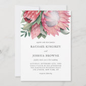 Koning Protea Waterverf Floral Wedding Kaart (Voorkant)