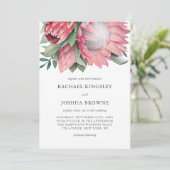 Koning Protea Waterverf Floral Wedding Kaart (Staand voorkant)