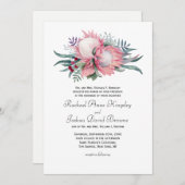 Koning Protea Waterverf Floral Wedding Kaart (Voorkant / Achterkant)