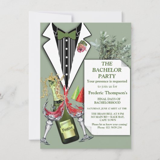 Koning Protea's Smoking Overhemd Bruidsjonker Fees (Voorkant)