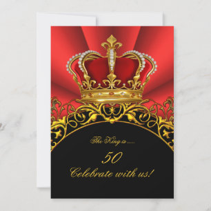 Koning Regal Red Queen Gold Royal Birthday Party 2 Kaart