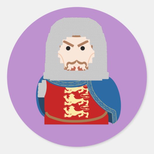 Koning Richard I (het Lionhart) van Engeland Ronde Sticker (Voorkant)