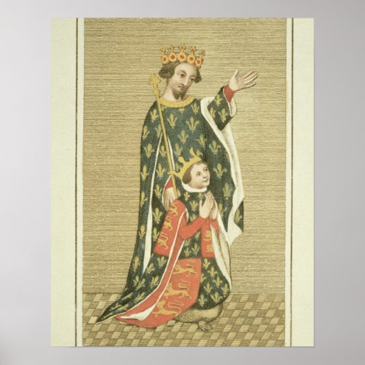 Koning Richard II (1367-1400) met zijn vader Edwar Poster (Voorkant)
