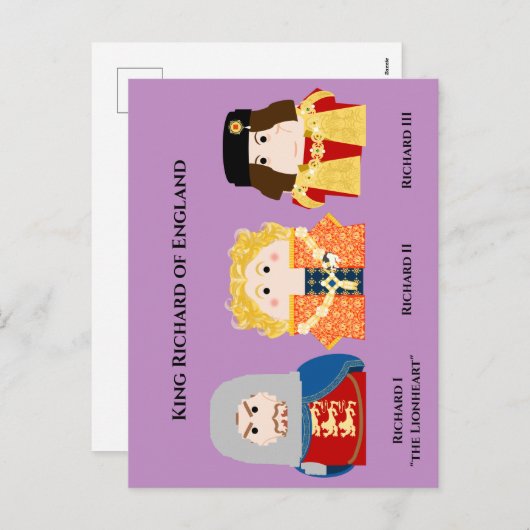 Koning Richard of England briefkaart (Voorkant / Achterkant)