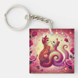 Koning ring - roze poesjes sleutelhanger