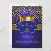 Koning Royal Blue Gold Crown Birthday Party Mannen Kaart (Voorkant)