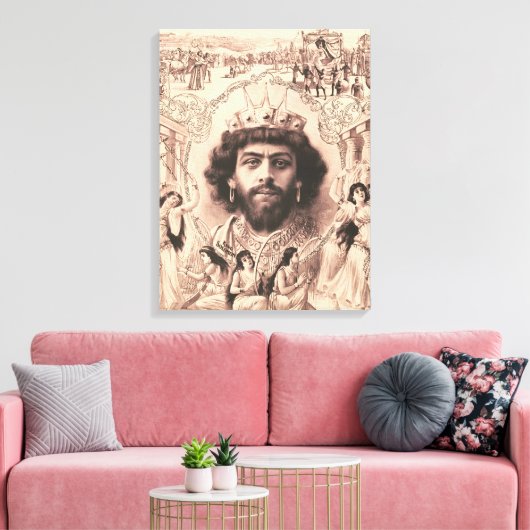 Koning Salomo omringd door dansende meisjes Canvas Afdruk (Insitu (Woonkamer))