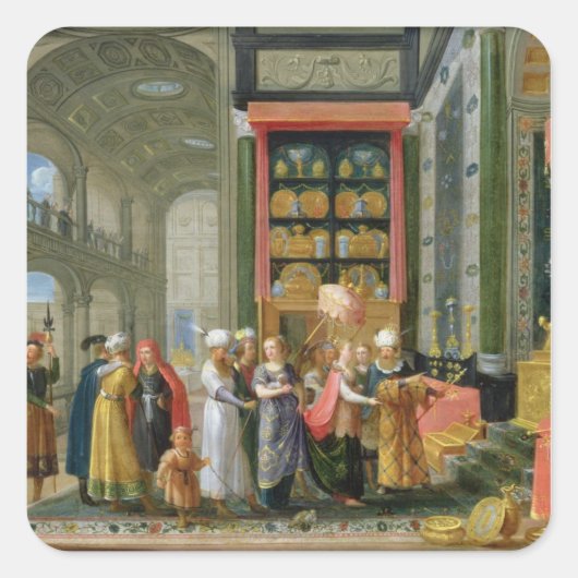 Koning Solomon en de koningin van Sheba Vierkante Sticker (Voorkant)