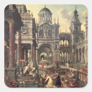 Koning Solomon en de koningin van Sheba Vierkante Sticker