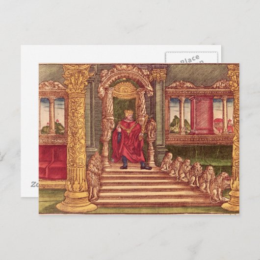 Koning Solomon op zijn troon, 1e editie Briefkaart (Voorkant / Achterkant)