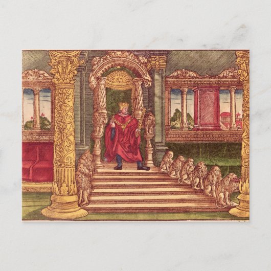 Koning Solomon op zijn troon, 1e editie Briefkaart (Voorkant)