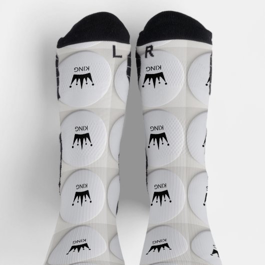 Koning Tekst Cirkel Badge Afbeelding Gedrukt Stijl Sokken (Top)