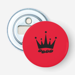 Koning Tekst Zwarte Kleur Kroon Knop Flesopener Button Flesopener