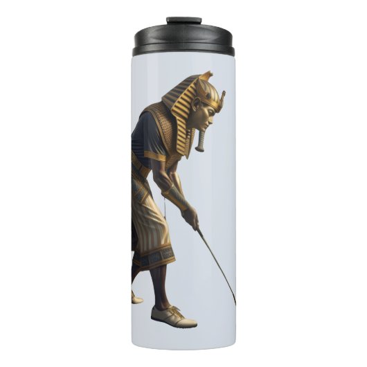 Koning Toetanchamon Golfend Grappige Oude Egyptis Thermosbeker (Voorkant)