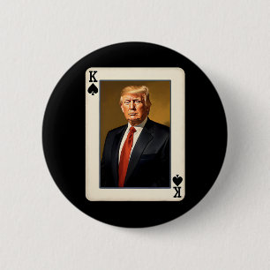 Koning Trumpkaart - Unieke Donald Trump Presidenti Ronde Button 5,7 Cm