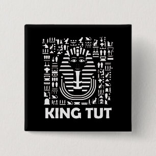 Koning tut farao Egyptische Hiëroglief Alfabet Vierkante Button 5,1 Cm
