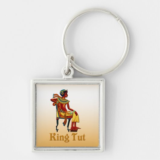 Koning Tut op zijn troon Sleutelhanger (Voorkant)