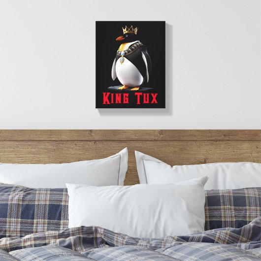 Koning Tux - Regal Linux Penguin Canvas Afdruk (Insitu (Slaapkamer))