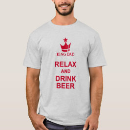 Koning Vader relax en drink bier rode koninklijke T-shirt