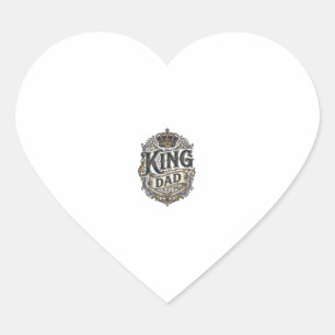 Koning Vader Vintage Gravure Vaderdag Shirt_1 Hart Sticker