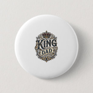 Koning Vader Vintage Gravure Vaderdag Shirt_1 Ronde Button 5,7 Cm