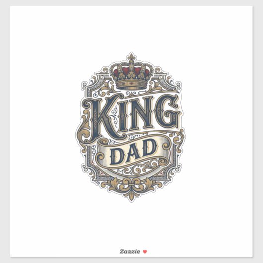 Koning Vader Vintage Gravure Vaderdag Shirt_1 Sticker (Vel)
