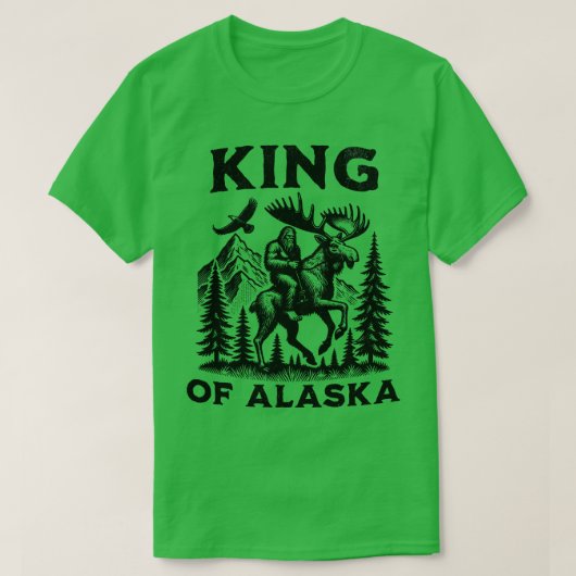 Koning van Alaska Riding Moose Alaskan Retro TShir T-shirt (Design voorkant)