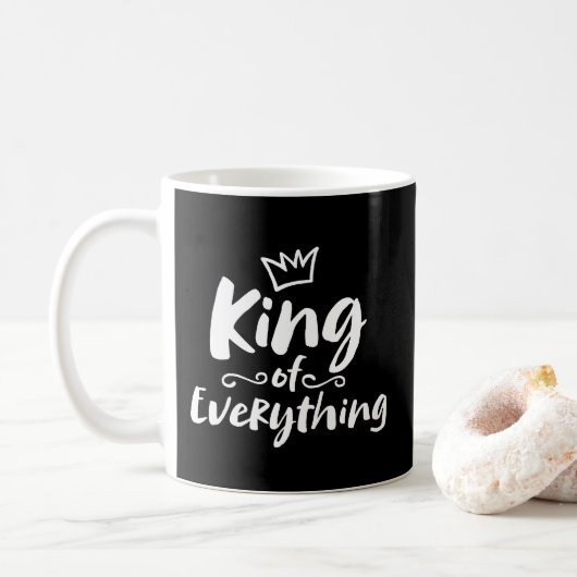 KONING VAN Alles - White Brush Lettering Funny Koffiemok (Met donut)