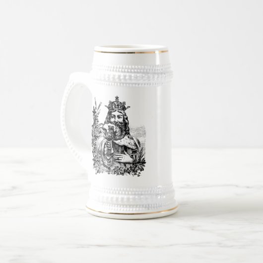 Koning van bier gegraveerd Stein Bierpul (Voorkant links)