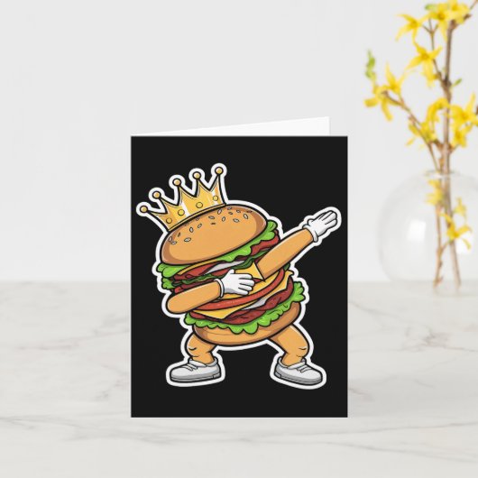 Koning van Burger Dab danst grappige hamburger Kaart (Gele Bloem)