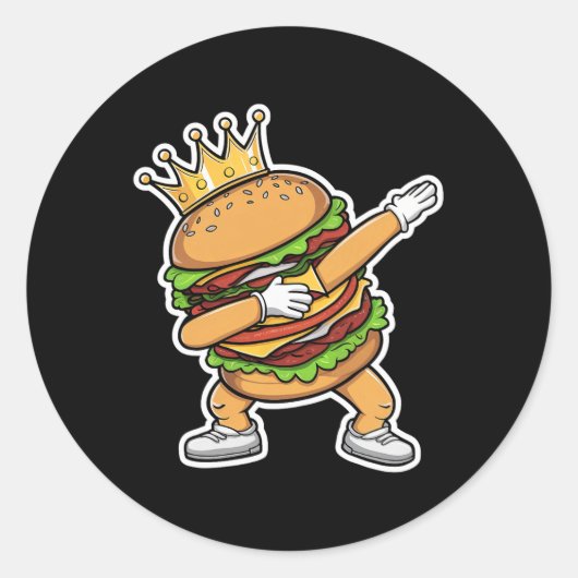 Koning van Burger Dab danst grappige hamburger Ronde Sticker (Voorkant)
