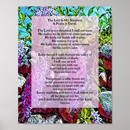 koning van David Psalm 23 Bijbel citaat Poster (Voorkant)