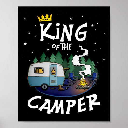Koning Van De Camper Camping Reis Geschenk Voor Ma Poster (Voorkant)
