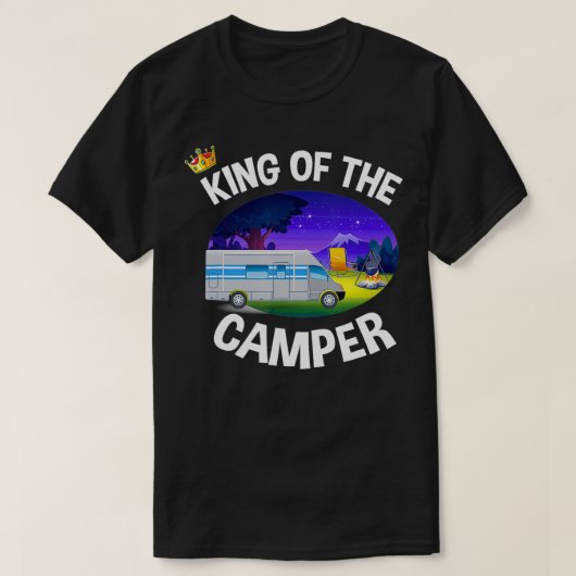 Koning van de Camper Grappige Camping RV Avan Moto T-shirt (Design voorkant)