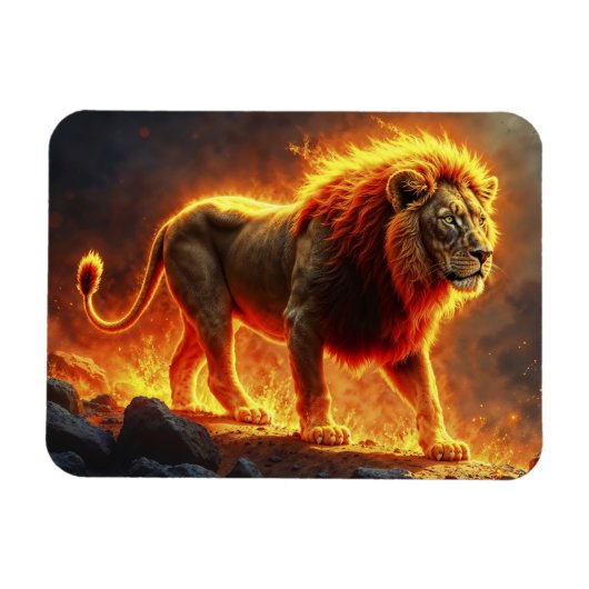 Koning van de dieren Leeuw majestueuze helse dier Magneet (Horizontaal)