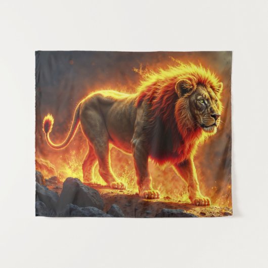 Koning van de dieren Leeuw majestueuze helse dier Wandkleed (Voorkant (horizontaal))